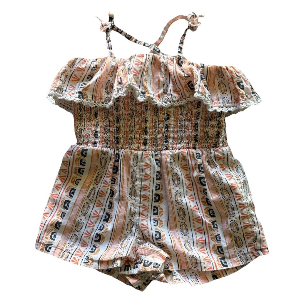 Savannah Romper Baby Girls 24 Months Organic Cotton Sleeveless Lace Trim
